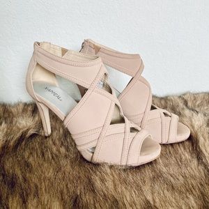 Nude Bandage Open Toe 3 inch Heels Size 8.5